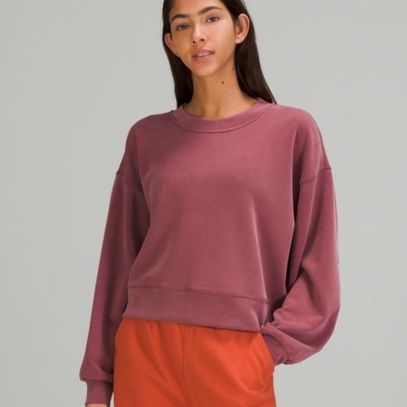 Lululemon perfectly over size cropped soft mull vine over size sweatshirt size 4 - Picture 1 of 10